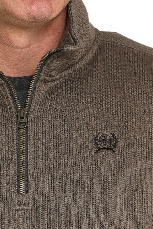 CINCH BROWN 1/4 ZIP SWEATER - MEN SWEATER