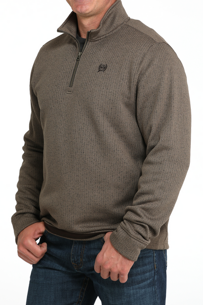 CINCH BROWN 1/4 ZIP SWEATER - MEN SWEATER
