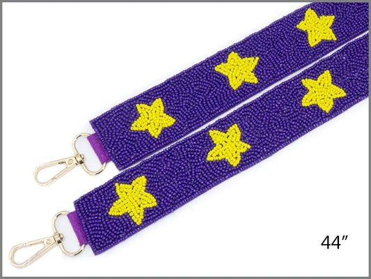 PURPLE AND GOLD STAR PURSE STRAP