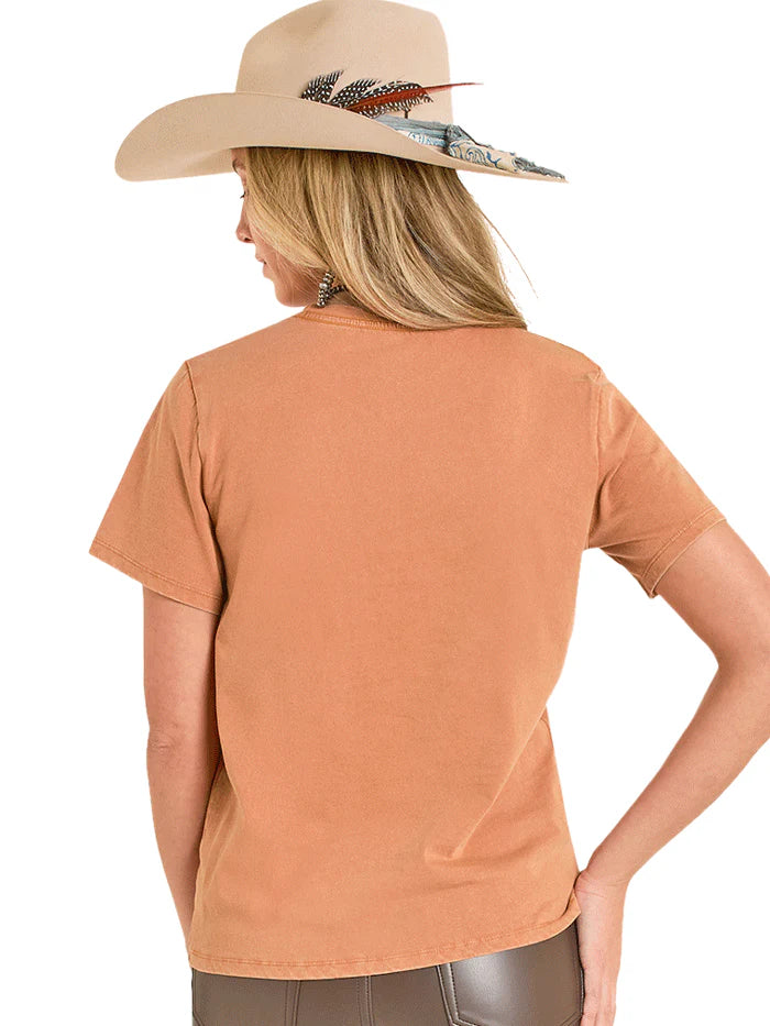 Womens Western Graphic Tee Burnt Orange