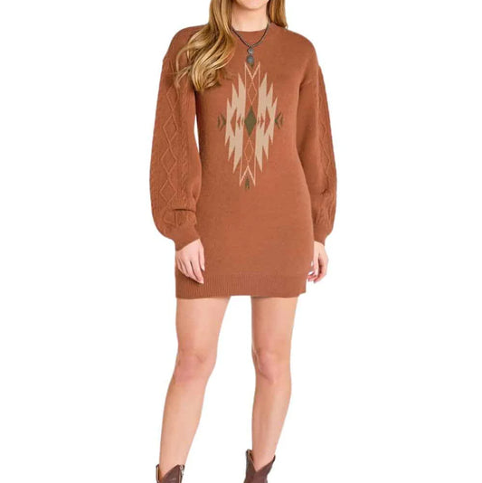 Rock & Roll Denim by Panhandle Slim Women's Cowgirl Sweater Dress in Rust