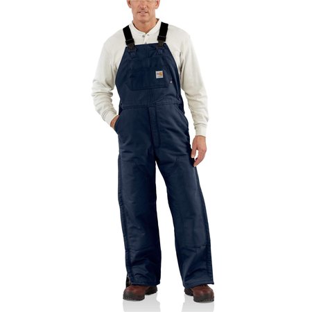 MENS CARHARTT FR INSULATED QUILTED DUCK BIB OVERALLS NAVY