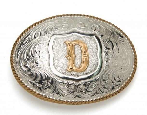 OVAL ROPE EDGE INITIAL (D) BELT BUCKLE