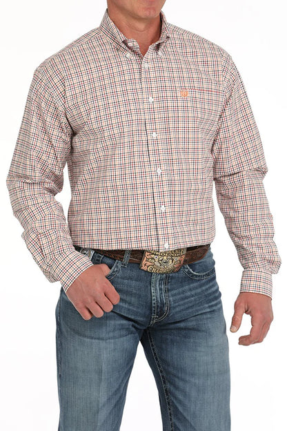 Men's Plaid Button-Down Western Shirt - White - MTW1105874