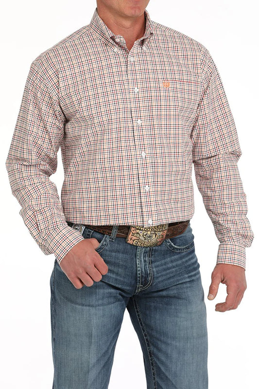 Men's Plaid Button-Down Western Shirt - White - MTW1105874