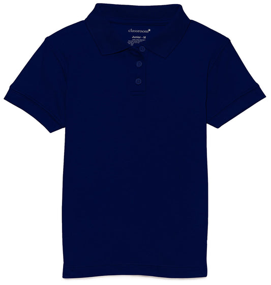 Jrs Short Sleeve Fitted Interlock Polo - Navy