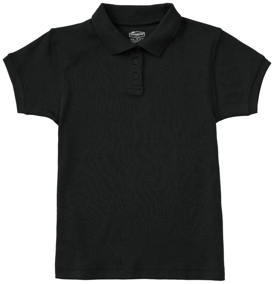 Jrs Short Sleeve Fitted Interlock Polo - Black