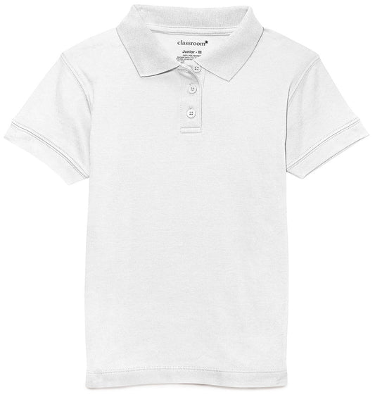 Jrs Short Sleeve Fitted Interlock Polo - White