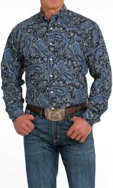 Cinch Men's Long Sleeve Blue Paisley - MTW110588