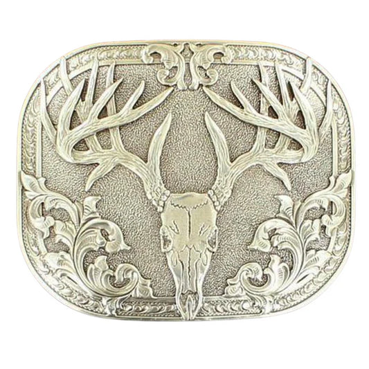 Laser Etch Deer Skull Buckle by Nocona