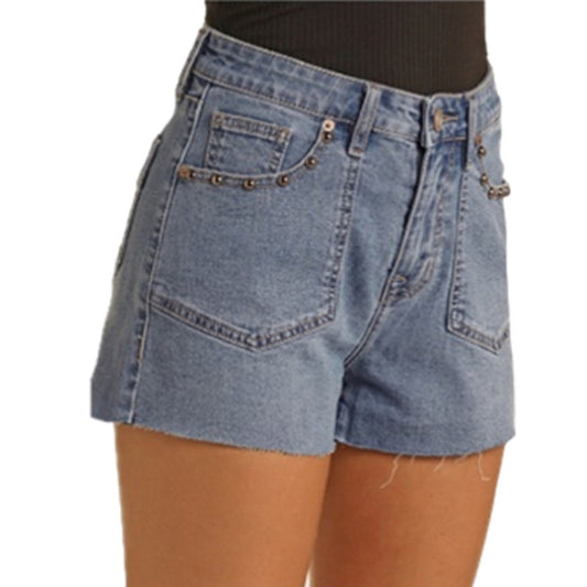 Rock N Roll Denim Stud Detail Shorts - BW68D04029