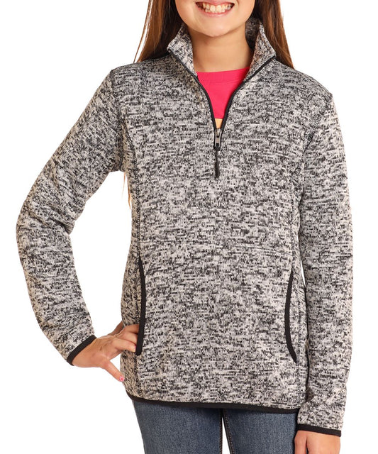 GIRLS KNIT MELANCE PULLOVR -OLIVE