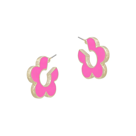 Hot Pink Color Coated Metal Flower .5" Huggie Hoop
Regular price$4.00 USD