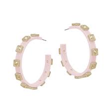 PINK HOOP W/ TEXTURED GOLD SQ