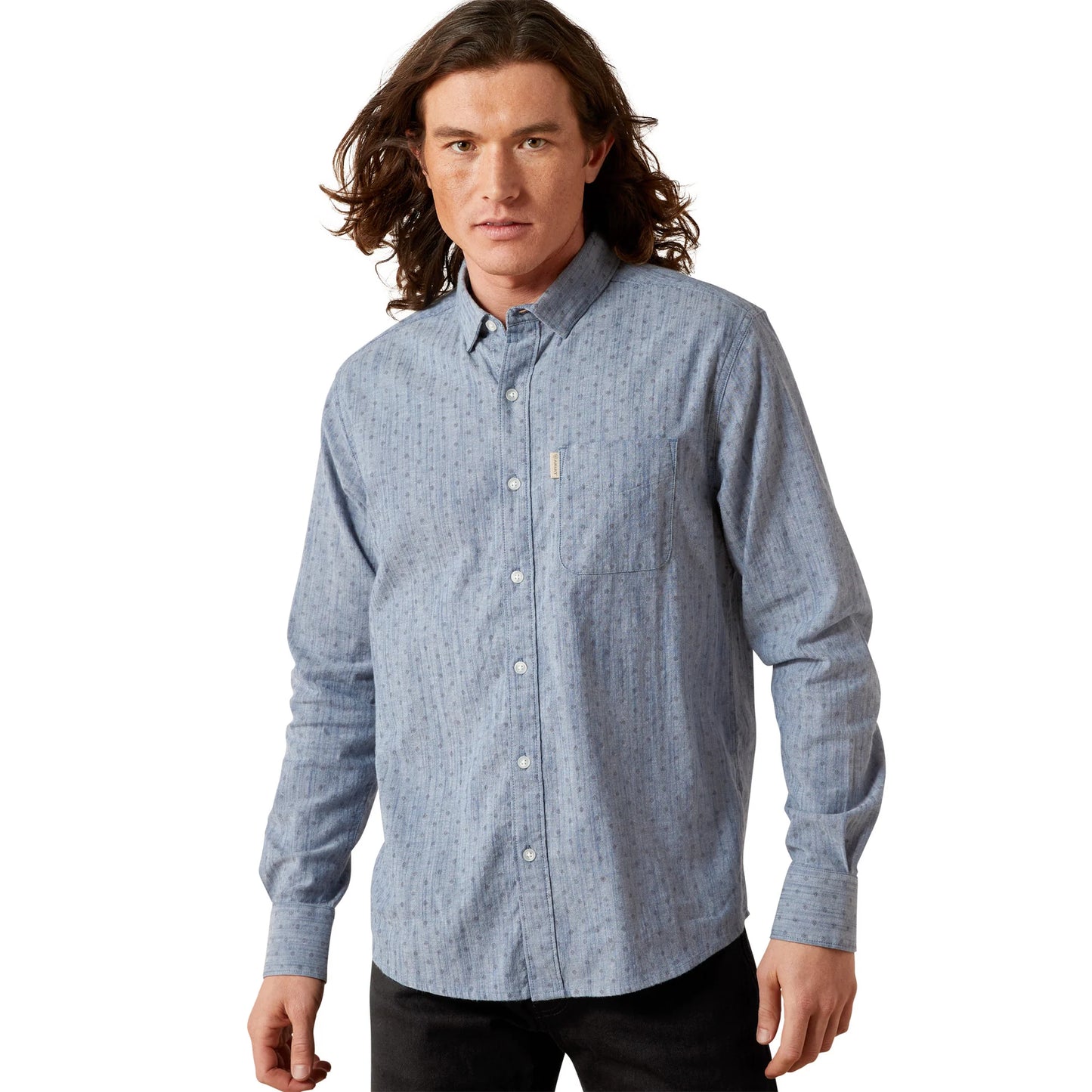 Ariat Men's Chambray Blue Macoy Modern Fit Button Down Shirt