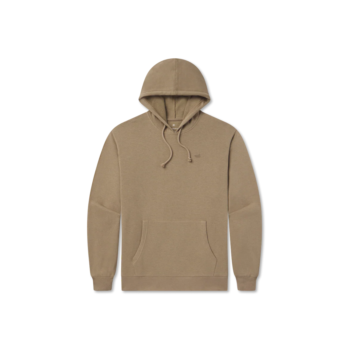 Beige pullover hoodie with front pocket and drawstring, casual unisex outerwear