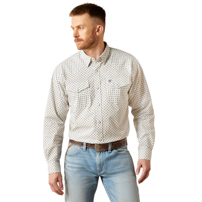 ARIAT FENN WHITE CLASSIC FIT PRINT - MENS SHIRT