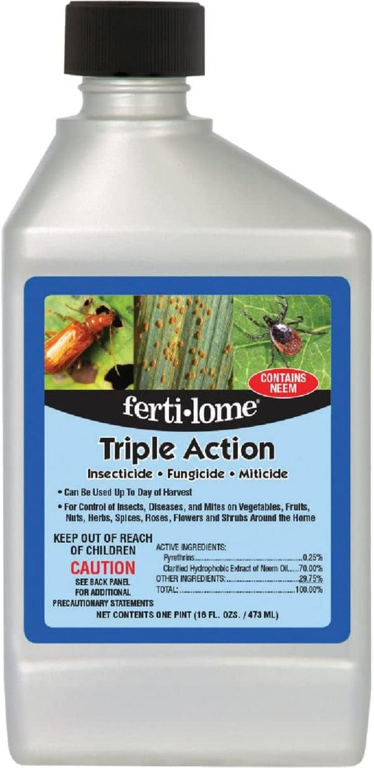 Ferti-lome Triple Action Insecticide Fungicide Miticide 16 fl oz bottle with neem for plant pest control