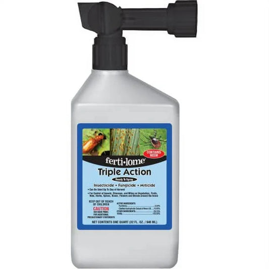 Ferti-lome Triple Action ready-to-use garden insecticide, fungicide, and miticide spray bottle