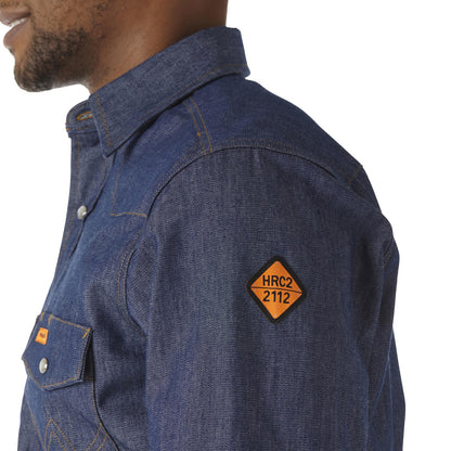 Wrangler® FR Flame Resistant Long Sleeve Twill Work Shirt - Indigo