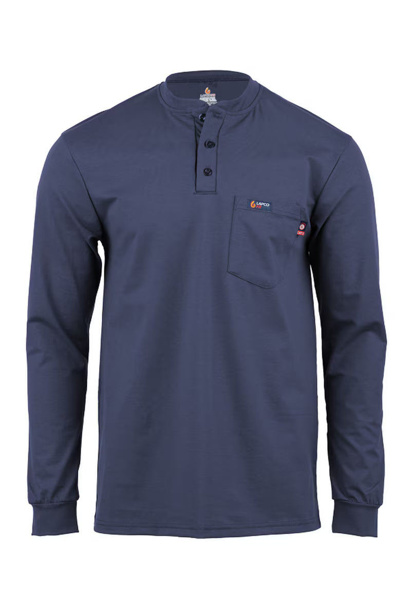 Navy long-sleeve shirt with a pocket on a white background