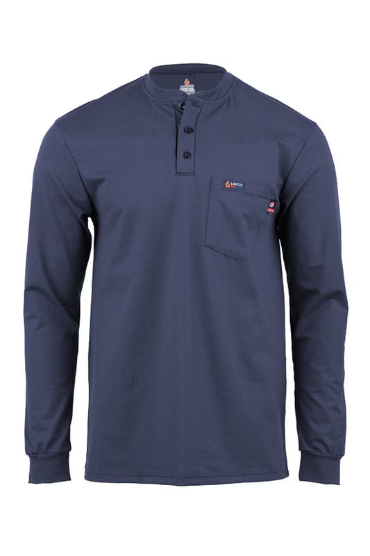 Navy long-sleeve shirt with a pocket on a white background