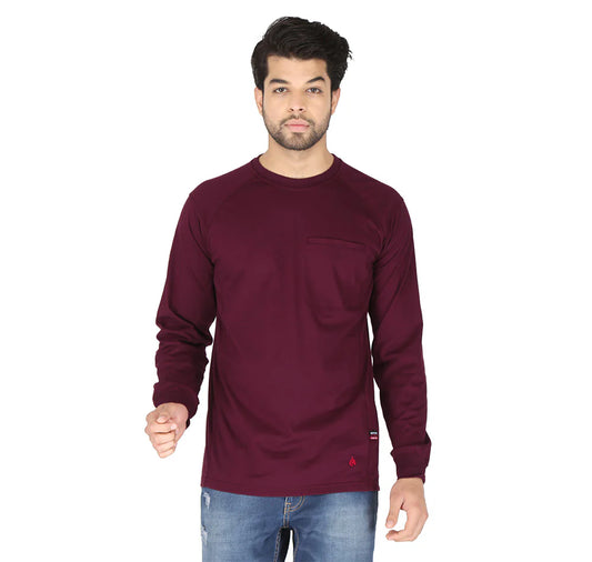 Forge Fr Men's Grey Crew Neck Light Weight Long Sleeve T-shirt
