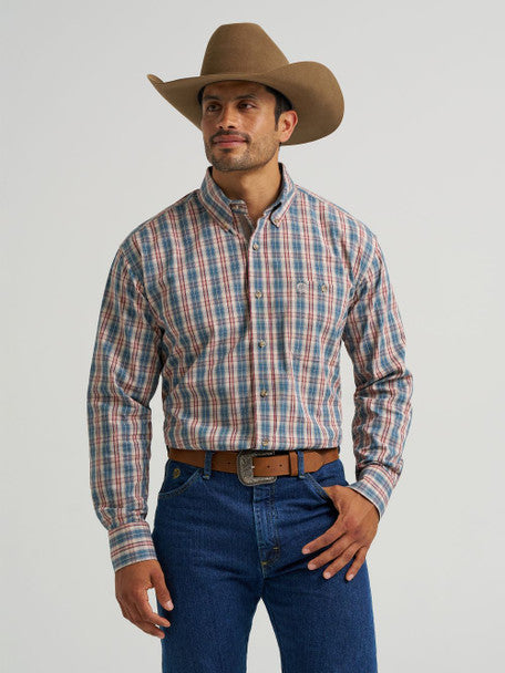 WRANGLER GEORGE STRAIT WALNUT PLAID - MENS SHIRT