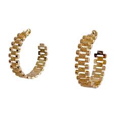 GOLD WATCH BAND HOOP EARRING