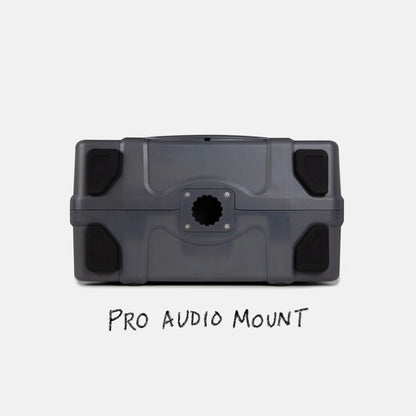 Pro audio mount on a light gray background