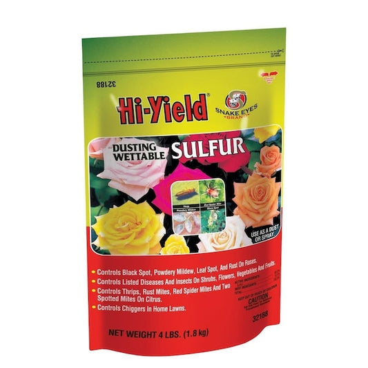 Hi-Yield Dusting Wettable Sulfur 4 lbs bag for garden pest and disease control