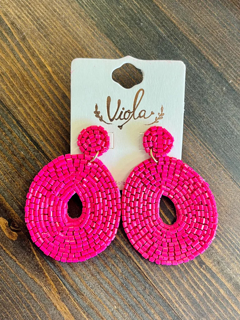 HOT PINK BEAD OPEN CIRCLE