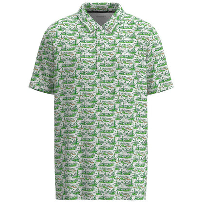 Green and white patterned shirt on a white background