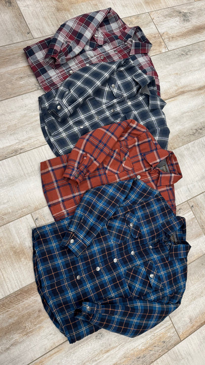 Roper Boys Long Sleeve Snap Plaid Western Shirt Jacket - 03-397