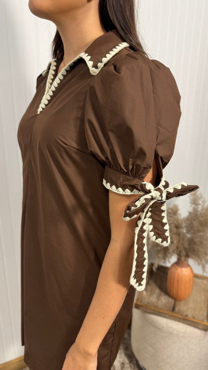 Solid Puff Sleeve Dress