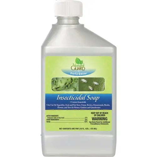 Insecticidal soap concentrate bottle for plant and garden pest control, front label visible