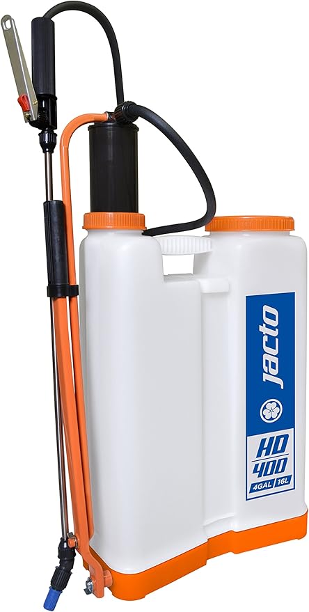 Heavy-duty 4 gallon backpack sprayer with pump handle and hose for outdoor use