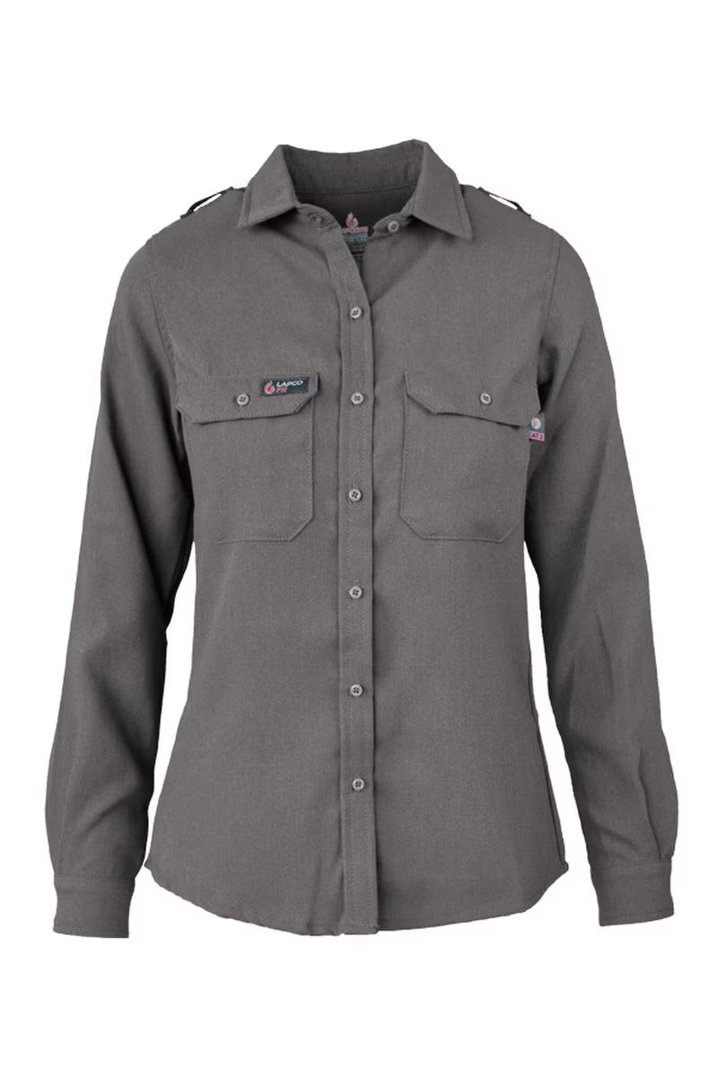 Gray shirt with two front pockets on a white background