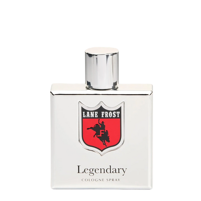 Lane Frost Legendary cologne spray bottle on a light beige background