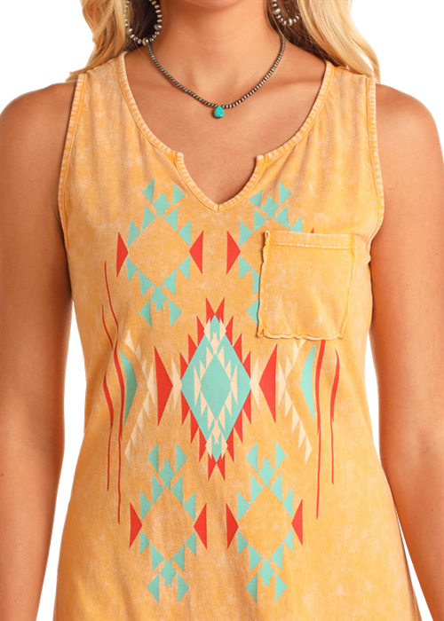 SOUTHWEST TANK DRESS MUSTARD