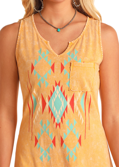 SOUTHWEST TANK DRESS MUSTARD