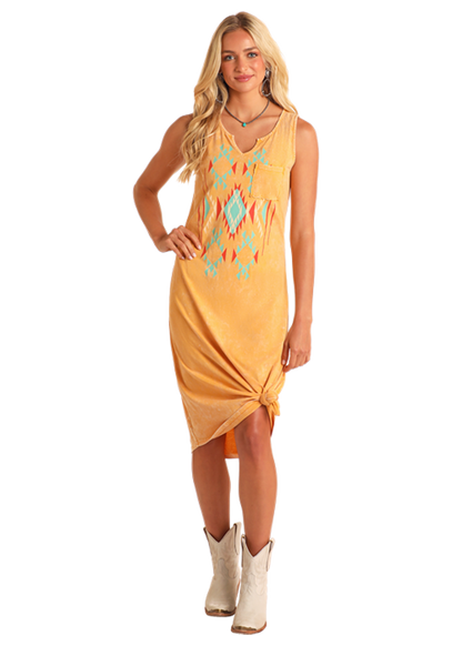 SOUTHWEST TANK DRESS MUSTARD