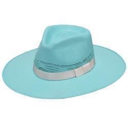 Turquoise Pinch Front Ivory Trim