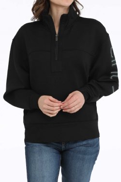 Women's 1/4 Zip Pullover - Black - MAK7907001