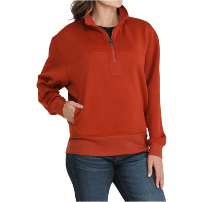 Cinch Ladies Red Quarter Zip Pullover
