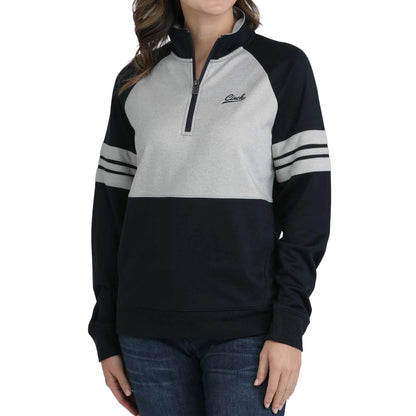 Cinch Ladies Quarter Zip Navy & Grey Pullover