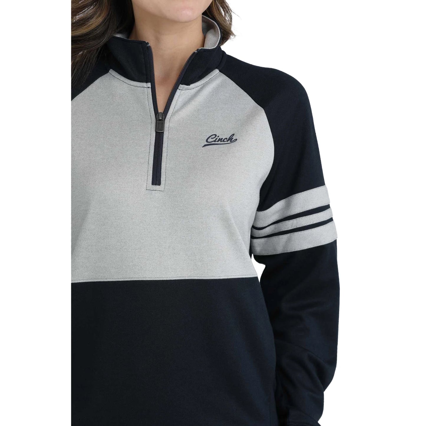 Cinch Ladies Quarter Zip Navy & Grey Pullover