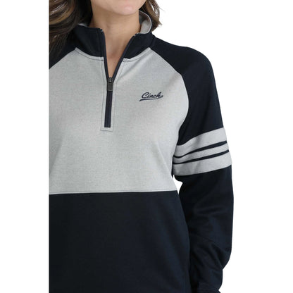 Cinch Ladies Quarter Zip Navy & Grey Pullover