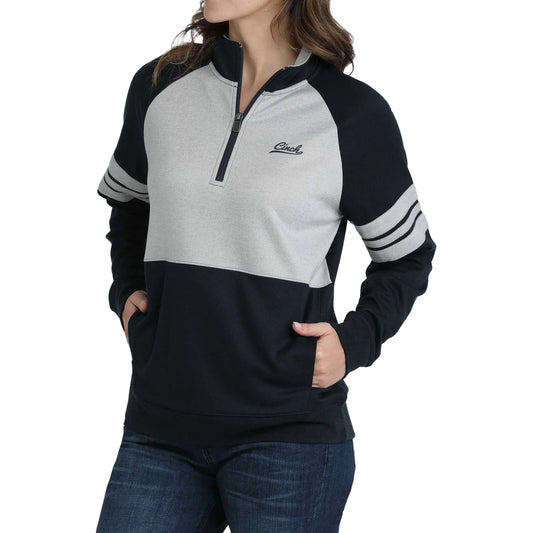 Cinch Ladies Quarter Zip Navy & Grey Pullover