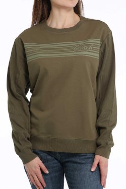 Women's Terry Sweatshirt - Olive - MAK9912001